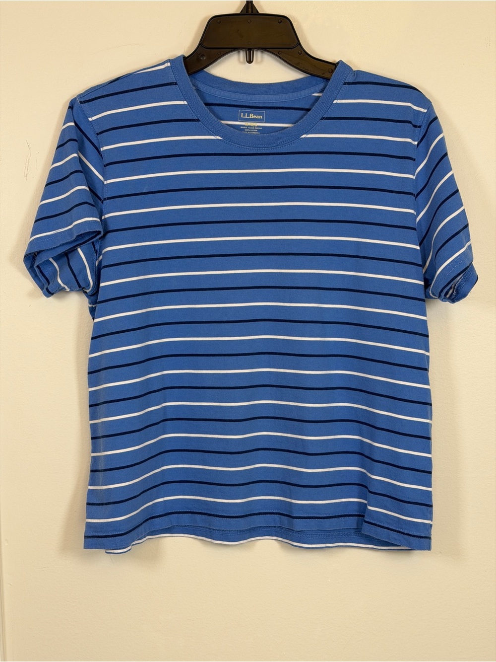 L.L. Bean Blue Striped Cotton T-Shirt Short Sleeve Crewneck Women’s M